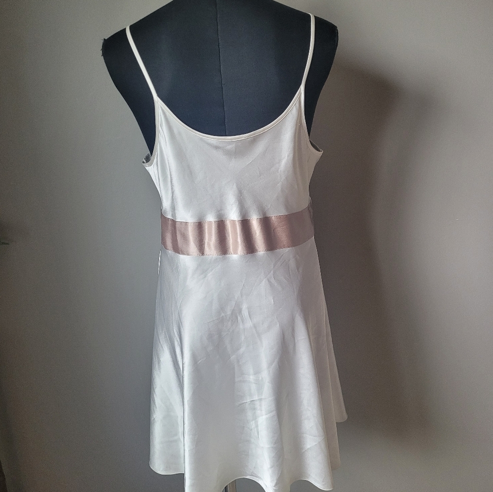 Cream Vintage satin slip dress Embroidered 90s Slip - Picture 8 of 9